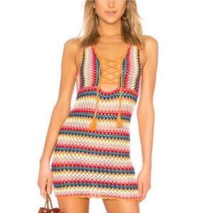 Lovers & Friends over the rainbow crochet dress small